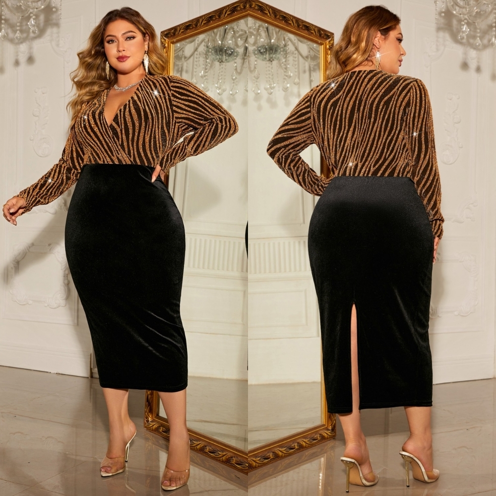 Plus Size Luxe Velvet Affair Surplice Dress - Picture 3 of 11